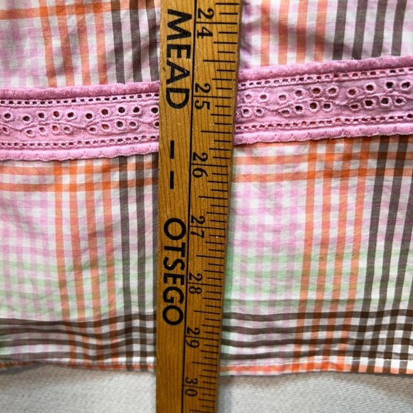 Lands End Womens Blouse Top Size1X Muticolor Plaid Keyhole Neck Casual Retro - Picture 8 of 12